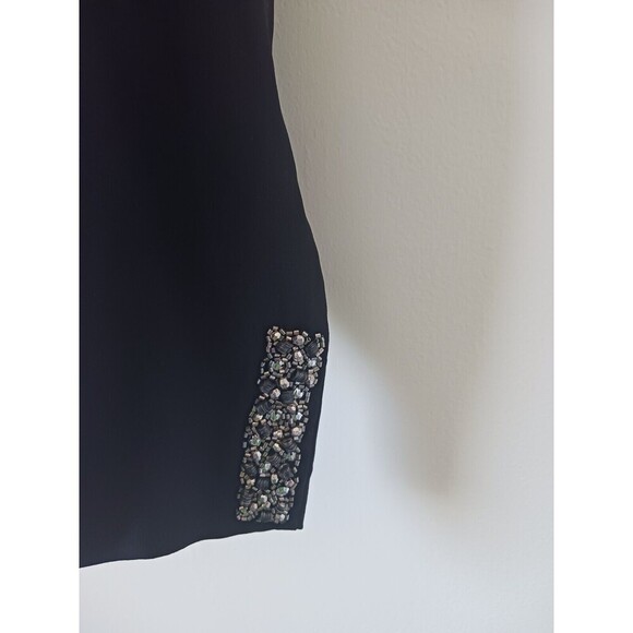 H & M Blazer Jacket Fitted Beaded Party Open Front Long Sleeve Black Size 12 - Picture 5 of 7